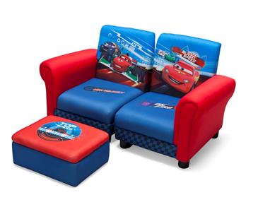 Disney Biler/Cars Polstret Sofa/stole til 2 børn med fodskammel