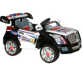 EL Politi Bil til Børn m/fjerntjening, Sort 12V