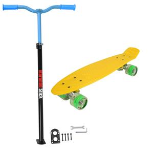 Maronad Retro Minicruiser Skateboard + Maronad Stick Gul/Blå-2