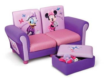 Minnie Mouse Polstret Sofa/stole til 2 børn med fodskammel