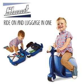 Skoot 2-i-1 Trolley Kuffert og køretøj med hjul til børn, Blå-9