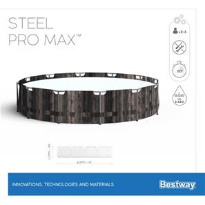  Bestway Steel Pro MAX Frame Pool 427 x 107cm m/pumpe,stige - Ny Model!-9
