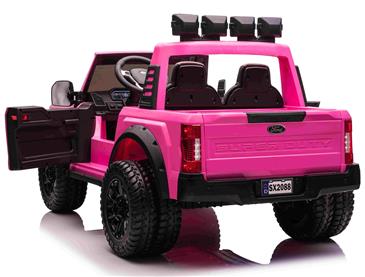 Ford Super Duty Truck m/24V14AH + 4xMotor + Gummihjul + Blødt skumsæde Pink-3