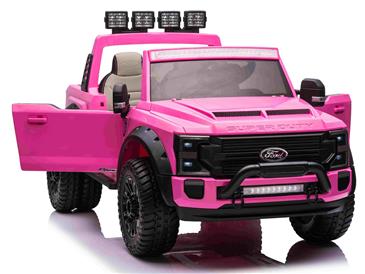 Ford Super Duty Truck m/24V14AH + 4xMotor + Gummihjul + Blødt skumsæde Pink-5