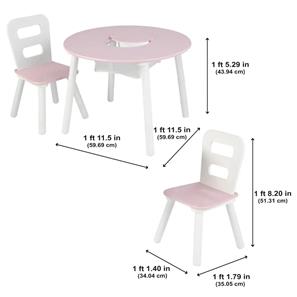  Kidkraft Rundt Legebord med 2 stole og opbevaring, Lyserød/Hvidt-4
