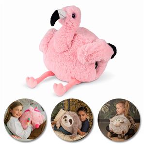Noxxiez Kæmpe bamse, håndvarmer og pude - Flamingo-5